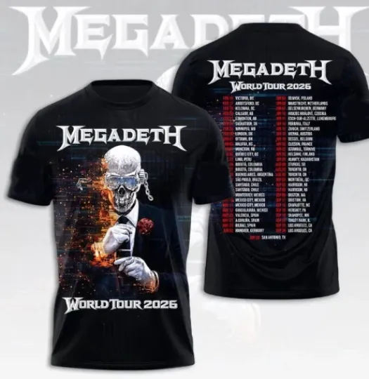 Discover Hot Rare! Megadeth 2026 World Tour Black