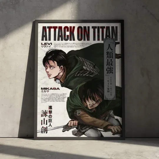 Discover AO Titan Poster Levi Mikasa AOT Anime Manga Vertical Wall Art