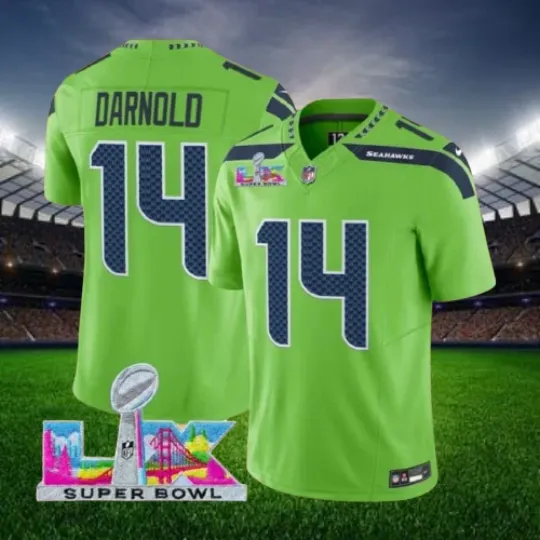 Discover Sam Darnold #14 Seahawkss Green Super B.owl LX Jersey All Sizes