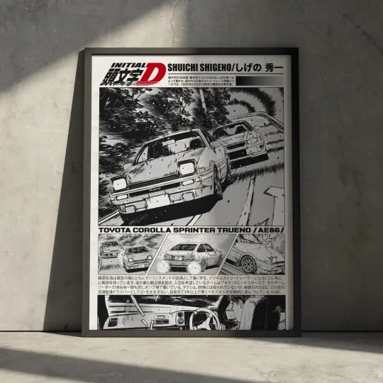 Discover Initial D Anime Poster, Vintage Japanese Motorsport Wall Decor