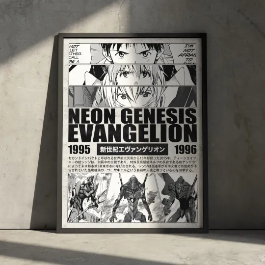 Discover Neon Genesis Evangelion Manga Art Print, Anime Poster Japanese Wall Decor Gift