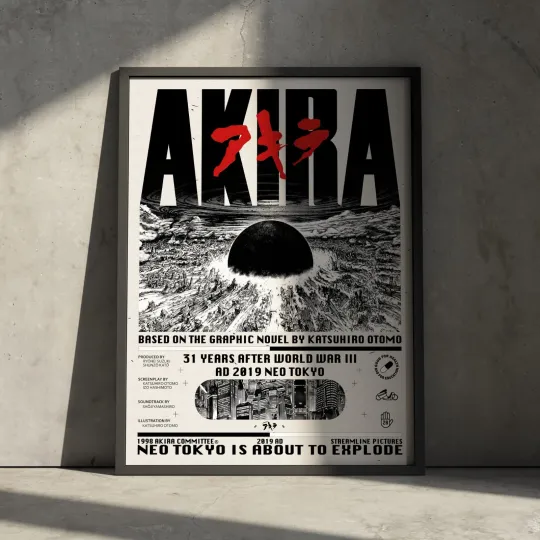 Akira Movie Poster Anime Manga Retro Japanese Wall Art Print