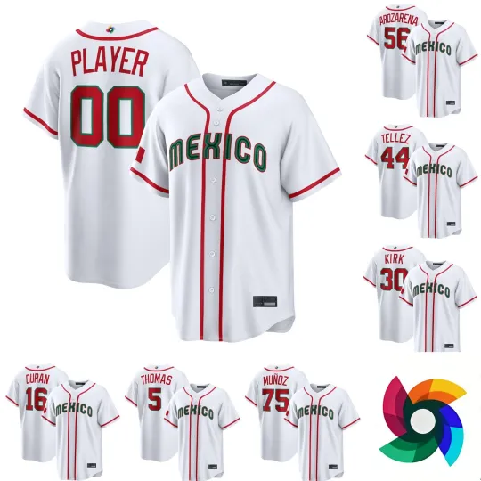 Discover Men's Mexico Baseball  White 2026 World Baseball Classic Road Stadium Jersey