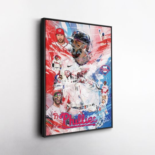 Discover Bryce Harper Philadelphia Phillies Pop Art Canvas  Vibrant MLB Wall Print, Baseball Gift, Sports Decor for Home, Office, or Man Cave