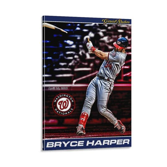 Bryce Harper Baseball Poster Wall Art Print for Bedroom and Living Room Decor