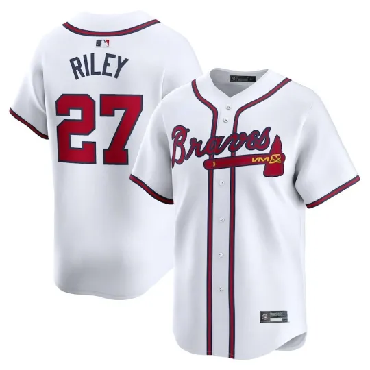 Discover NWT Men's #27 Austin Riley White Home  Player All Printed Jersey