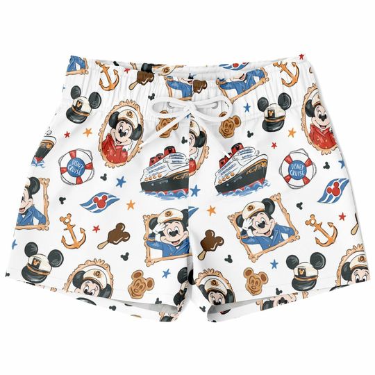 Discover Mickey and Friends Swim Trunks, Mickey DCL Boys Beach Shorts, Disney Vacation Swimwear
