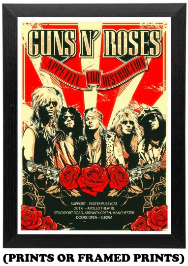 Discover Guns N' Roses Music Concert Poster - Retro Rock Art Print - Vertical Matte Poster
