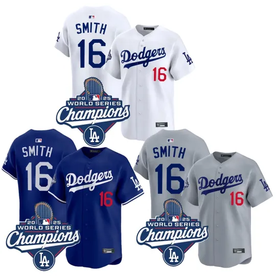 Discover Men's Dodgers #16 Will Smith 2025 World Series Champions  Printed Jersey