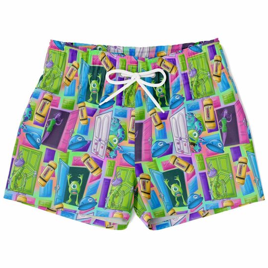 Discover Monsters Inc Swim Trunks, Mike and Sully Boys Beach Shorts, Disney Vacation Swimwear