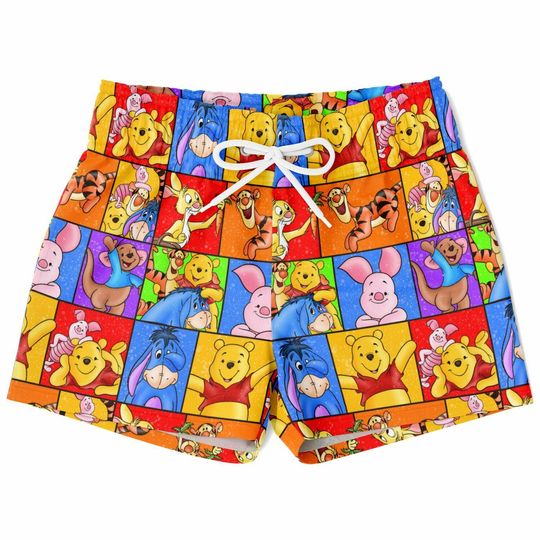 Discover Pooh Swim Trunks, Winnie the Pooh Beach Shorts, Disney Vacation Swimwear