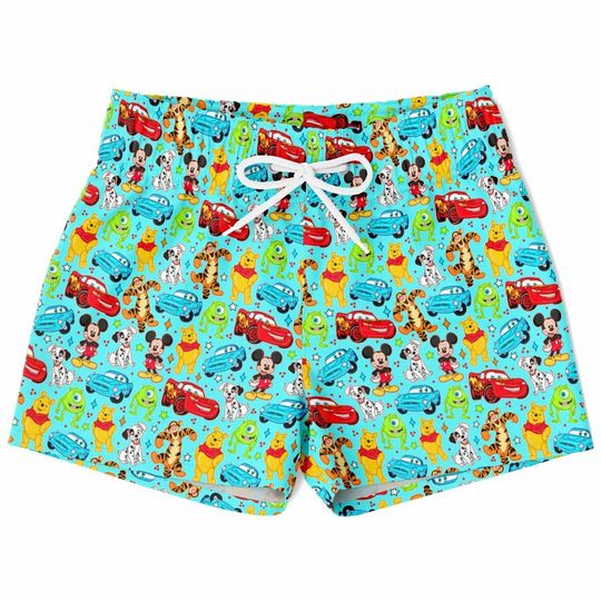 Discover Mickey and Friends Swim Trunks, Mickey Boys Beach Shorts, Disney Vacation Swimwear