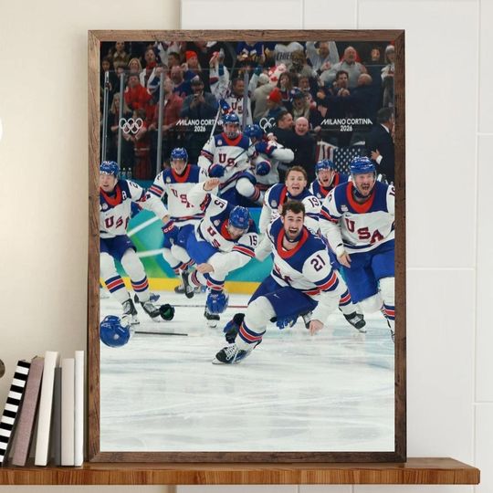 Discover Team USA Hockey Digital Art Poster Unframed, United States Ice Hockey Wall Decor, Patriotic Sports Fan Print
