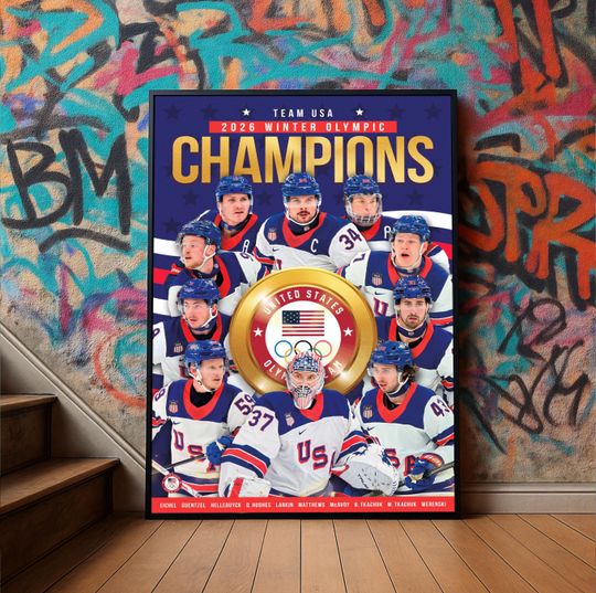 Discover Team USA Olympic Hockey Gold 2026 Art Print, Milano Cortina Champion Wall Art