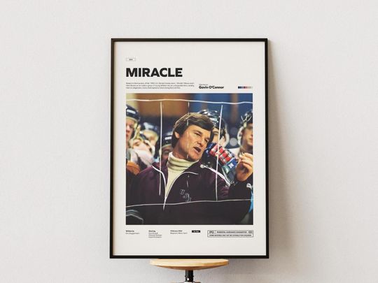 Discover Miracle Poster, 1980 U.S. Olympic Hockey Team Film Poster, Kurt Russell Poster, Gavin OConnor Film Miracle Print, Sport Movie Wall Decor