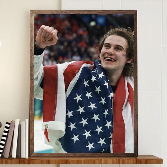 Jack Hughes USA Hockey 2026 Winter Olympics Gold Poster Unframed, Team USA Gold Medalist Art, NHL Star Wall Decor, Milano Cortina 2026
