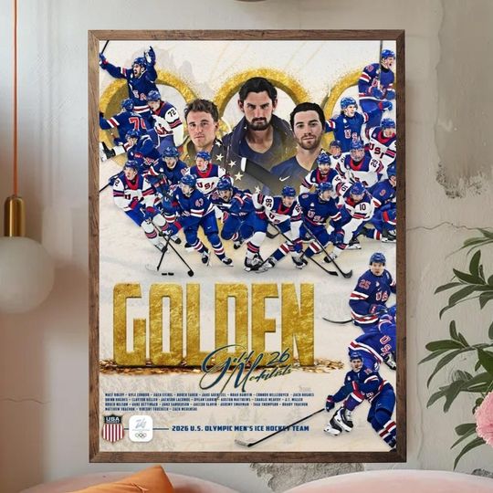 Discover USA Mens Olympic Hockey 2026 Gold Poster Unframed, Milano Cortina Winter Games Champions Print, Team USA Hockey Wall Art