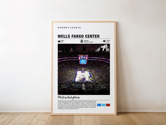 Discover Wells Fargo Center Print  Pennsylvania Poster, Philly Views, Arena Art, Urban Charm, Basketball Arena, Sports Venue, City Landmark, USA Art