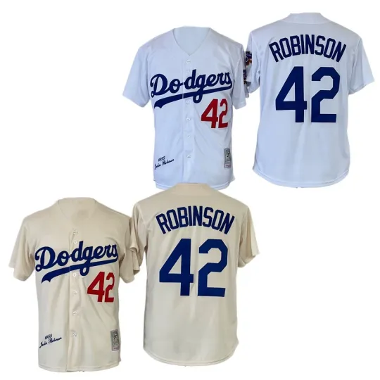 Men's Dodgerss #42 Jackie Robinson Mitchell & Ness 1955 Printed Jersey