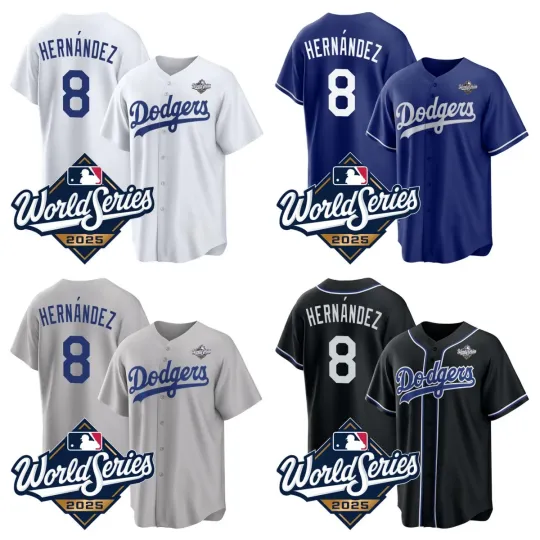 Discover Men's Dodgerss #8 Hernandez 2025 world series All Printed jersey
