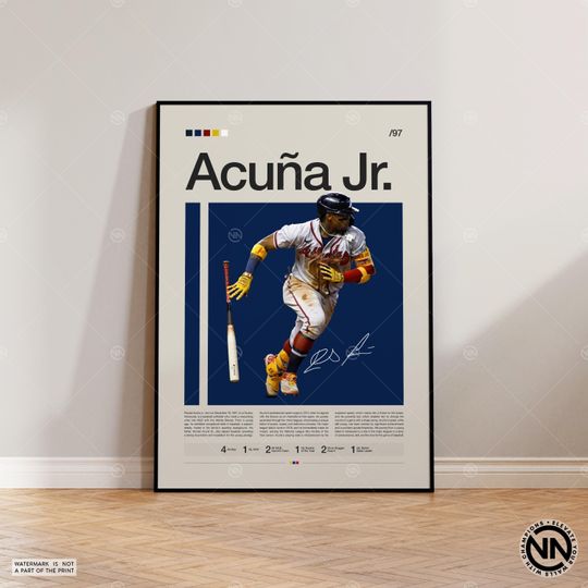 Discover Ronald Acuna Jr. Poster, Atlanta Braves, Baseball Prints, Sports Poster, Baseball Player Gift, Baseball Wall Art, Sports Bedroom Posters