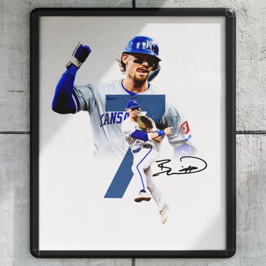 Bobby Witt Jr. 7 Kansas City Royals Baseball Poster, Sports Wall Decor Print