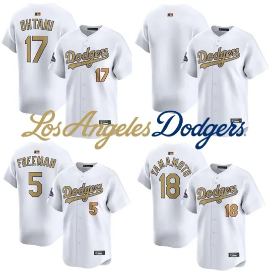 Discover Men's Dodgerss White 2025 Gold Collection  Jersey