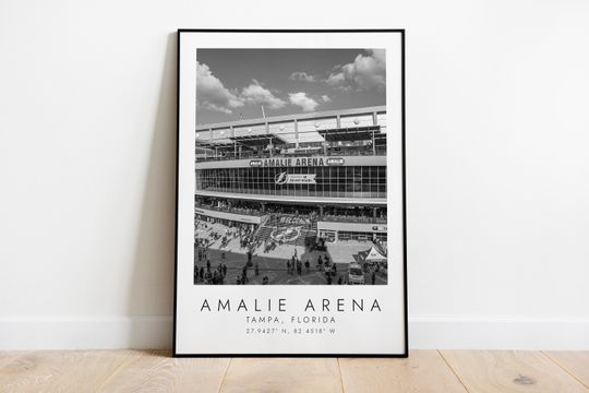 Discover AMALIE ARENA Tampa Bay Lightning | Print for Ice Hockey Lovers | black and white art | Coordinates Print