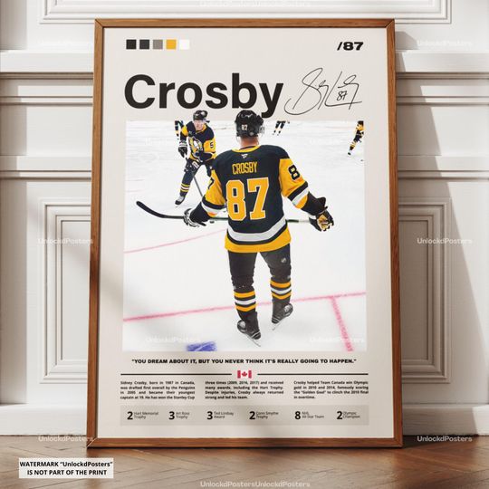 Discover Sidney Crosby Poster, Crosby Penguins, Framed NHL Hockey Print, Ice Hockey Sports Decor, Hockey Action Artwork, Crosby Penguins WallArt Icon