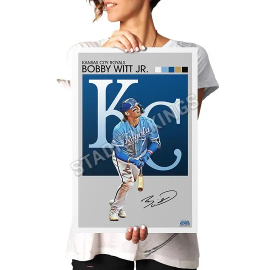 Kansas City Royals Bobby Witt Jr. Vintage Design Wall Art Poster