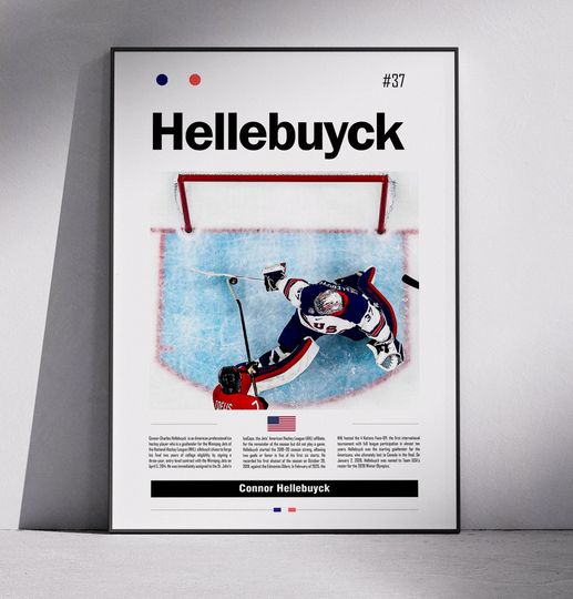 Discover Connor hellebuyck Hockey Poster usa team hockey Art , wall decor