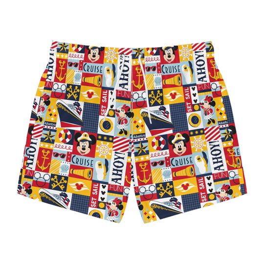 Discover Disney Cruise Swim Trunks, Mickey Mouse Mens Beach Shorts, Disney Vacation Swimwear, Swim Suit Swim Trunks