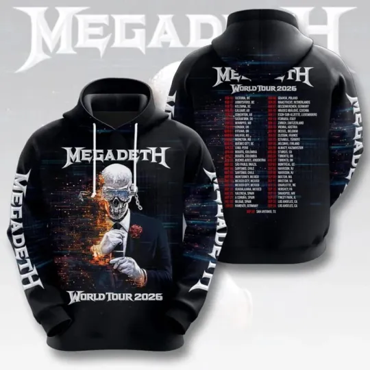 Discover Megadeth Band World Tour 2026 3D 3D Hoodie