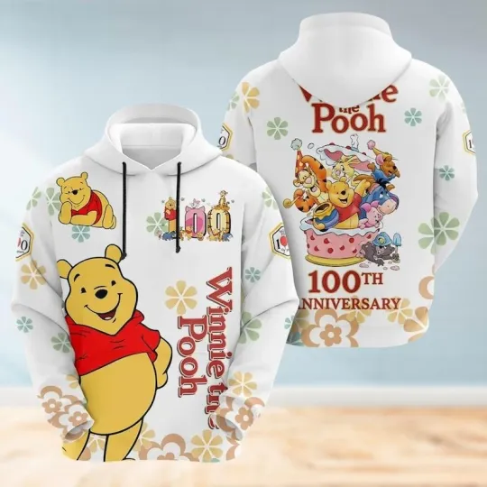 Discover Winnie The Pooh 100th Anniversary A Century Of Friendship Hoodie 3D Printed