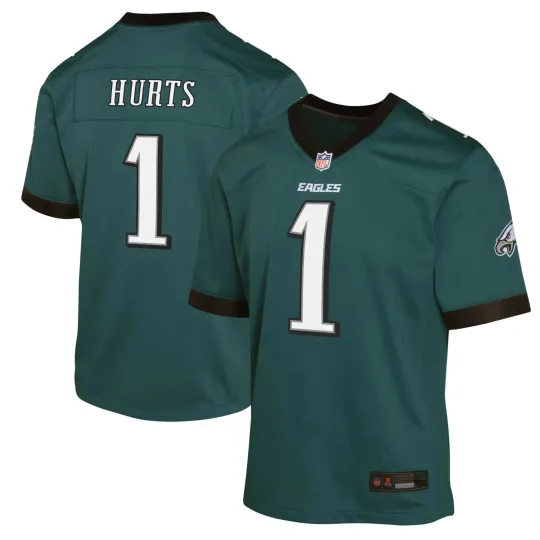 Discover Youth Eagles #1 Jalen Hurts Green 2024 F.U.S.E. Vapor  Stitched Jersey.......