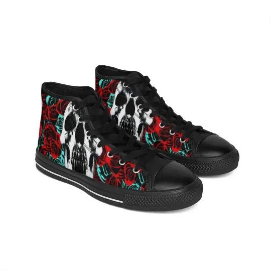 Discover Deftone I Skull and Roses I Artistic Shoes I Men's High Top Sneakers