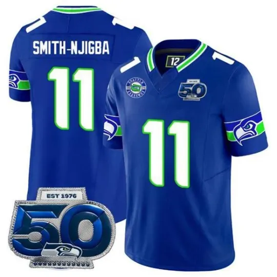 Discover Custom Men's #11 Smith-Njigba 2025 F.U.S.E 50th Season Jersey