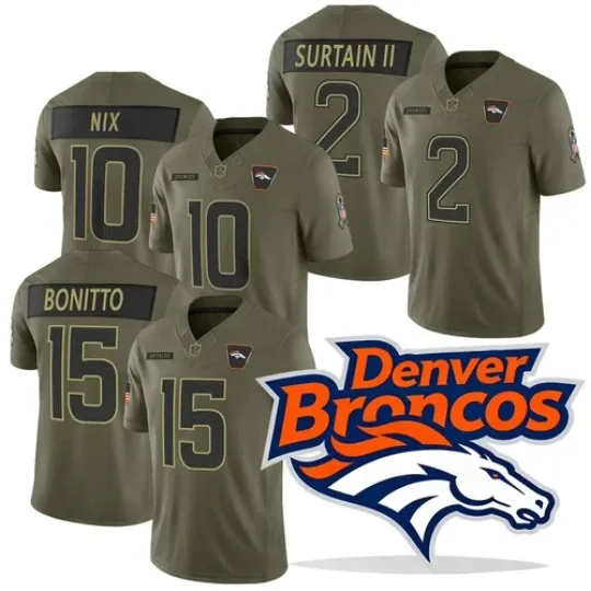 Discover Men's Broncoss Olive 2025 Salute to Service  Jersey S-3XL