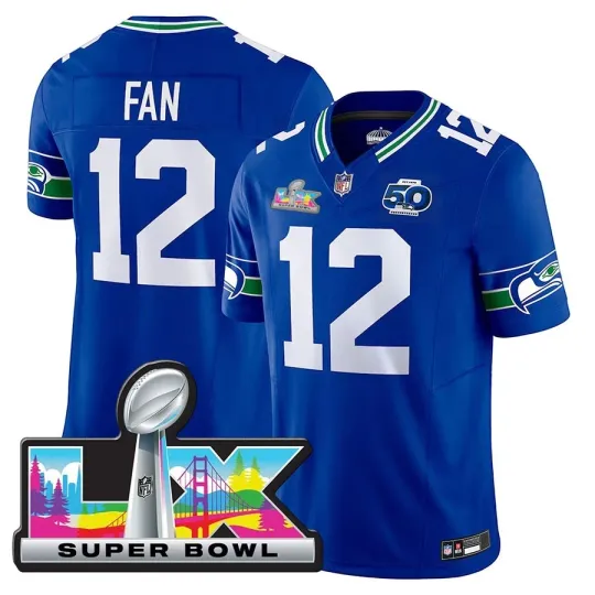 Discover Men's Seahawkss 12s FAN  Super B.owl LX Jersey