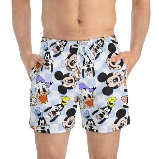 Discover Mickey and Friends Swim Trunks, Mickey Mens Beach Shorts, Disney Vacation Swimwear
