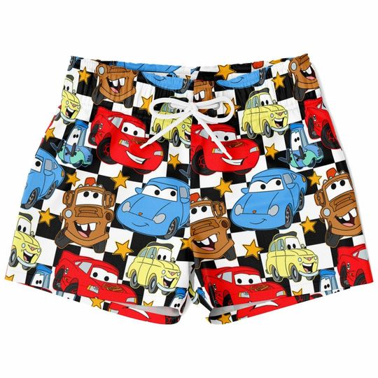 Cars Swim Trunks, Lightning McQueen Boys Beach Shorts, Disney Vacation Swimwear