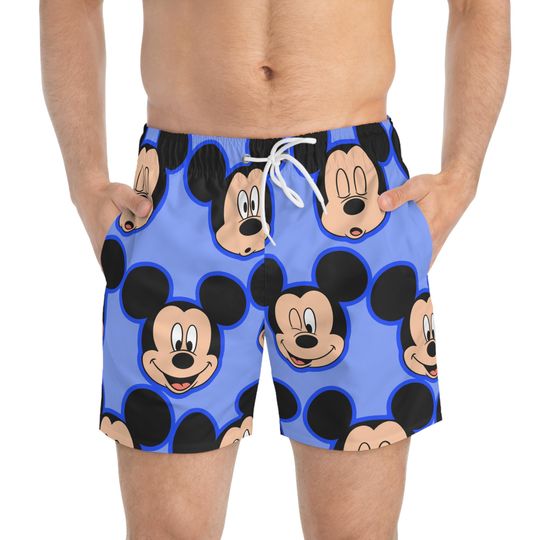 Discover Mickey and Friends Swim Trunks, Mickey Mens Beach Shorts, Disney Vacation Swimwear