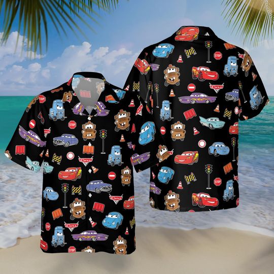 Discover Disney Cars Hawaiian Shirt, Summer Car Aloha Shirt, Car Pixar Hawaiian Button Down Shirt