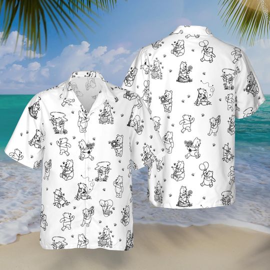 Discover Winnie The Pooh Hawaiian Shirt, Cartoon Summer Button Up Tee