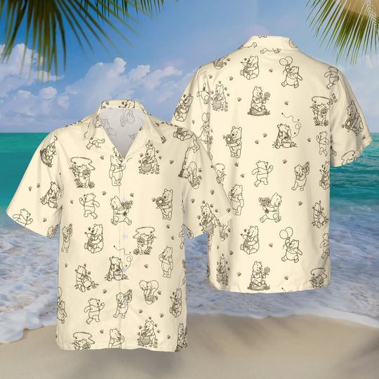 Discover Winnie The Pooh Hawaiian Shirt, Cartoon Summer Button Up Tee