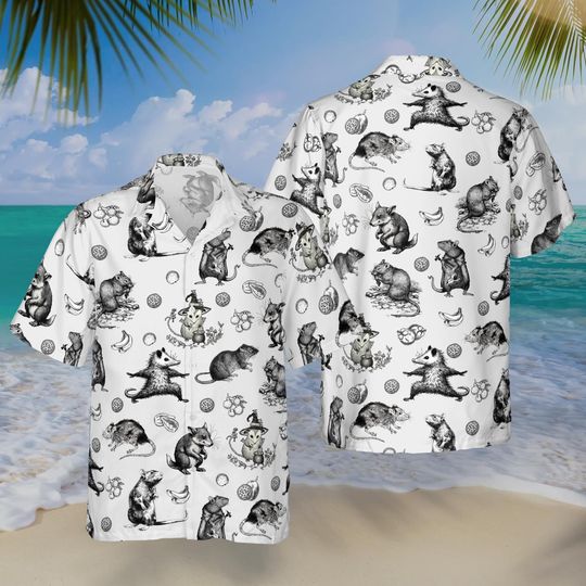 Funny Opossum Hawaiian Shirt, Weird Animal Aloha Beach Style Button Down