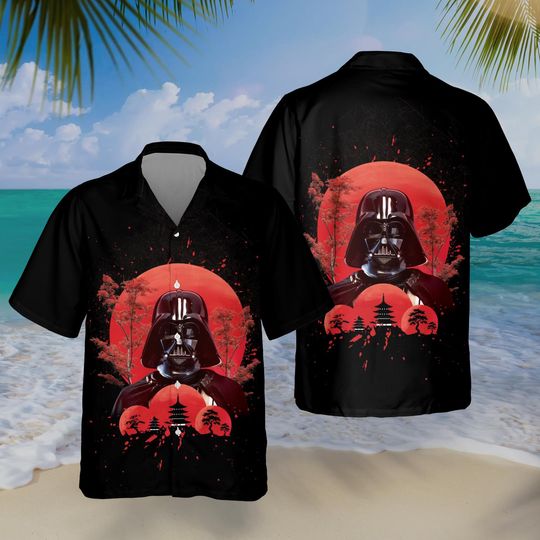 Discover Star Wars Darth Vader Hawaiian Shirt, Darth Vader Japan Hawaiian Shirt, Disney Movie Button Shirt, Summer Beach Shirt