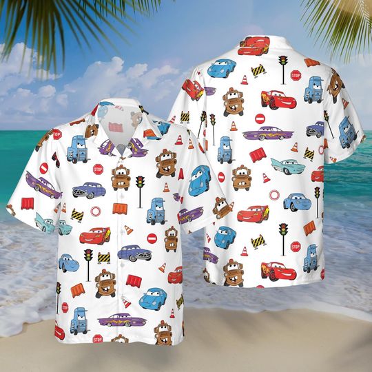 Discover Disney Cars Hawaiian Shirt, Summer Car Aloha Shirt, Car Pixar Hawaiian Button Down Shirt