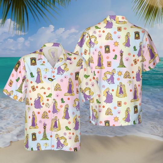 Discover Rapunzel Hawaiian Shirt, Tangled Button Shirt, Disney Fairy Tale Outfit