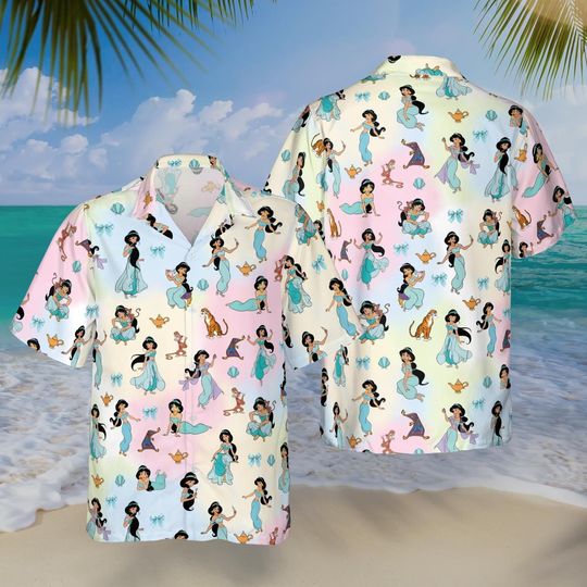 Discover Jasmine Hawaiian Shirt, Disney Aladdin Shirt, Disneyland Family Summer Trip